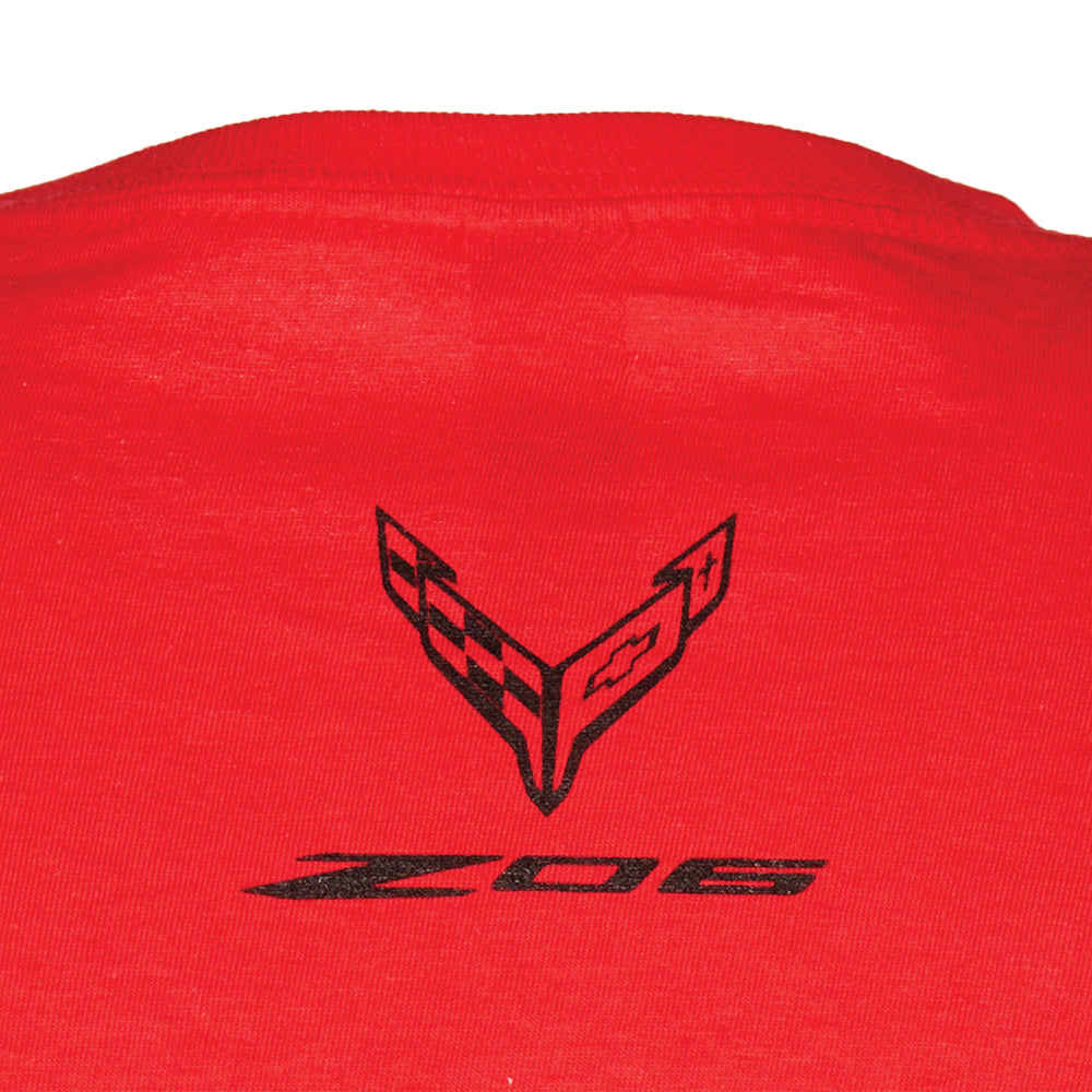 C8 Z06 Corvette Emblem Red T-shirt Back View