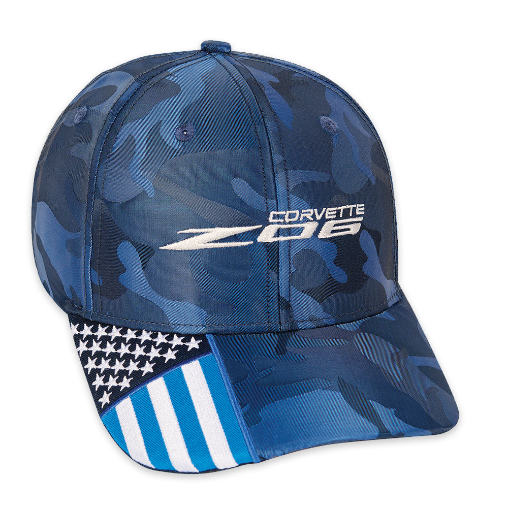 C8 Z06 Flag Brim Blue Camo Cap
