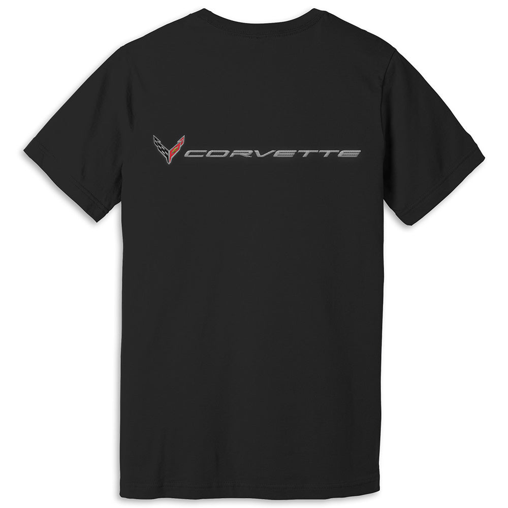 C8 ZR1 Back Emblem Tee showing the C8 Corvette emblem on the front of the tee