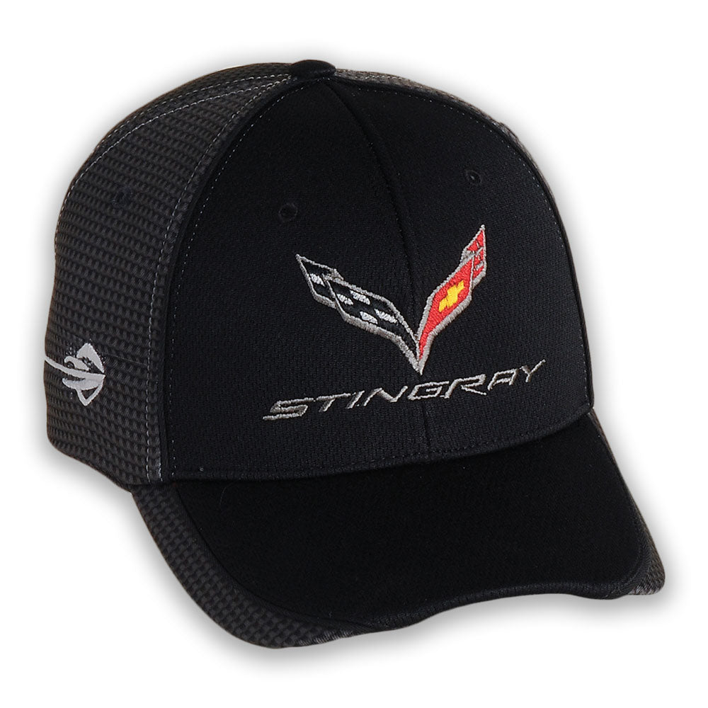 C7 Stingray Black Carbon Fiber Style Cap