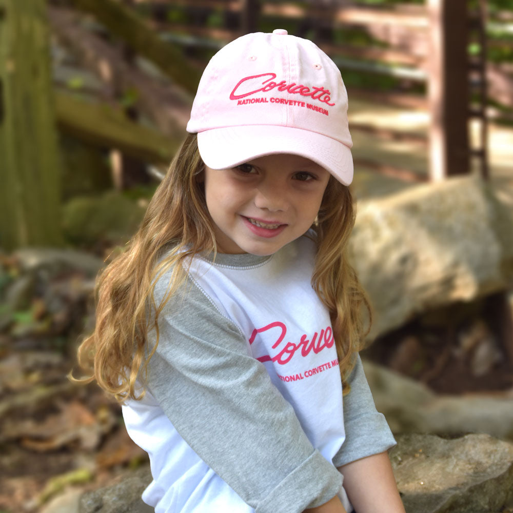 Girl wearing the Corvette Childrens Pink Cap