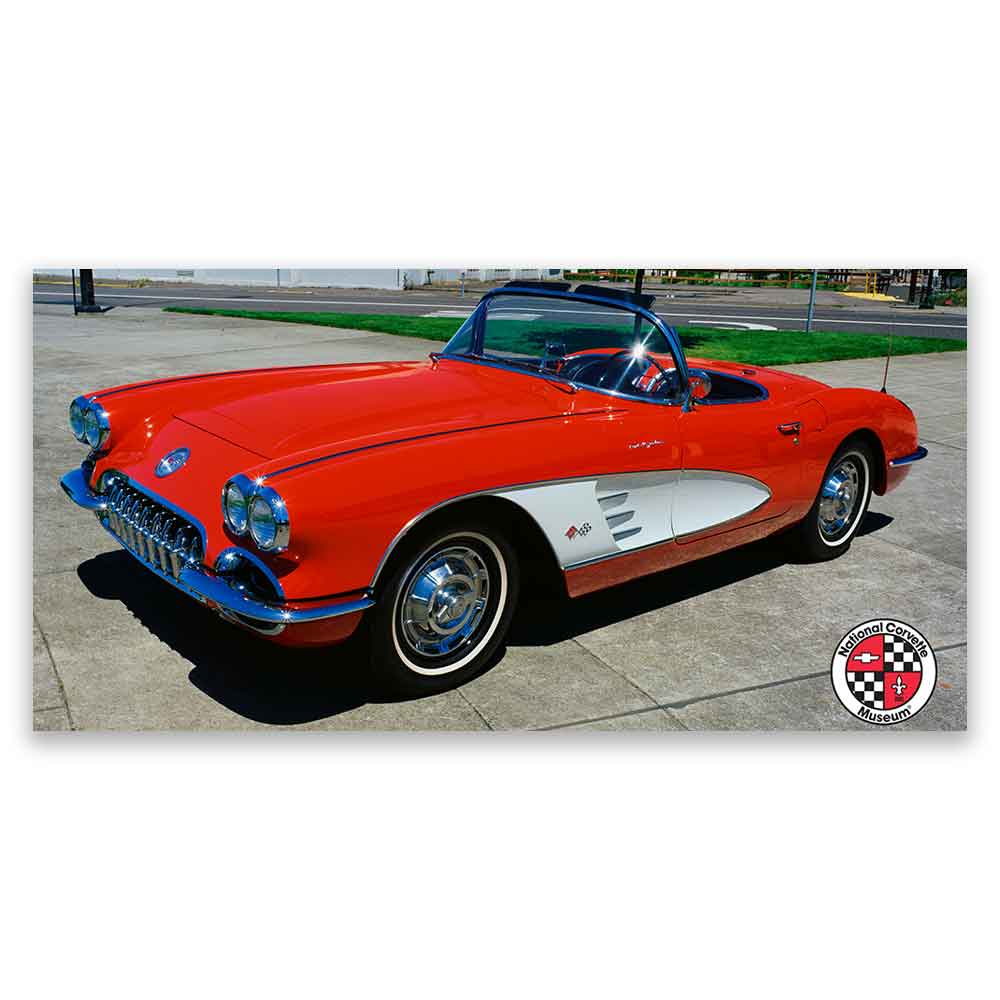 Corvette Customized Vivid Metal Sign showing a classic Corvette