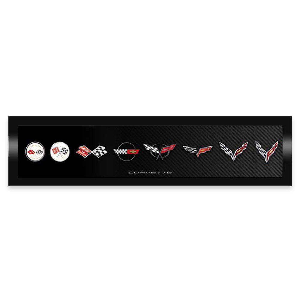 Corvette Emblem Generations Black to Carbon Framed Printed Canvas