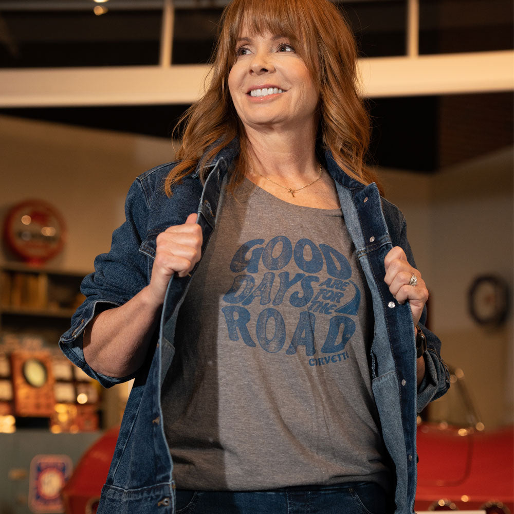 Woman wearing the Corvette Good Days Ladies Tri Blend Top