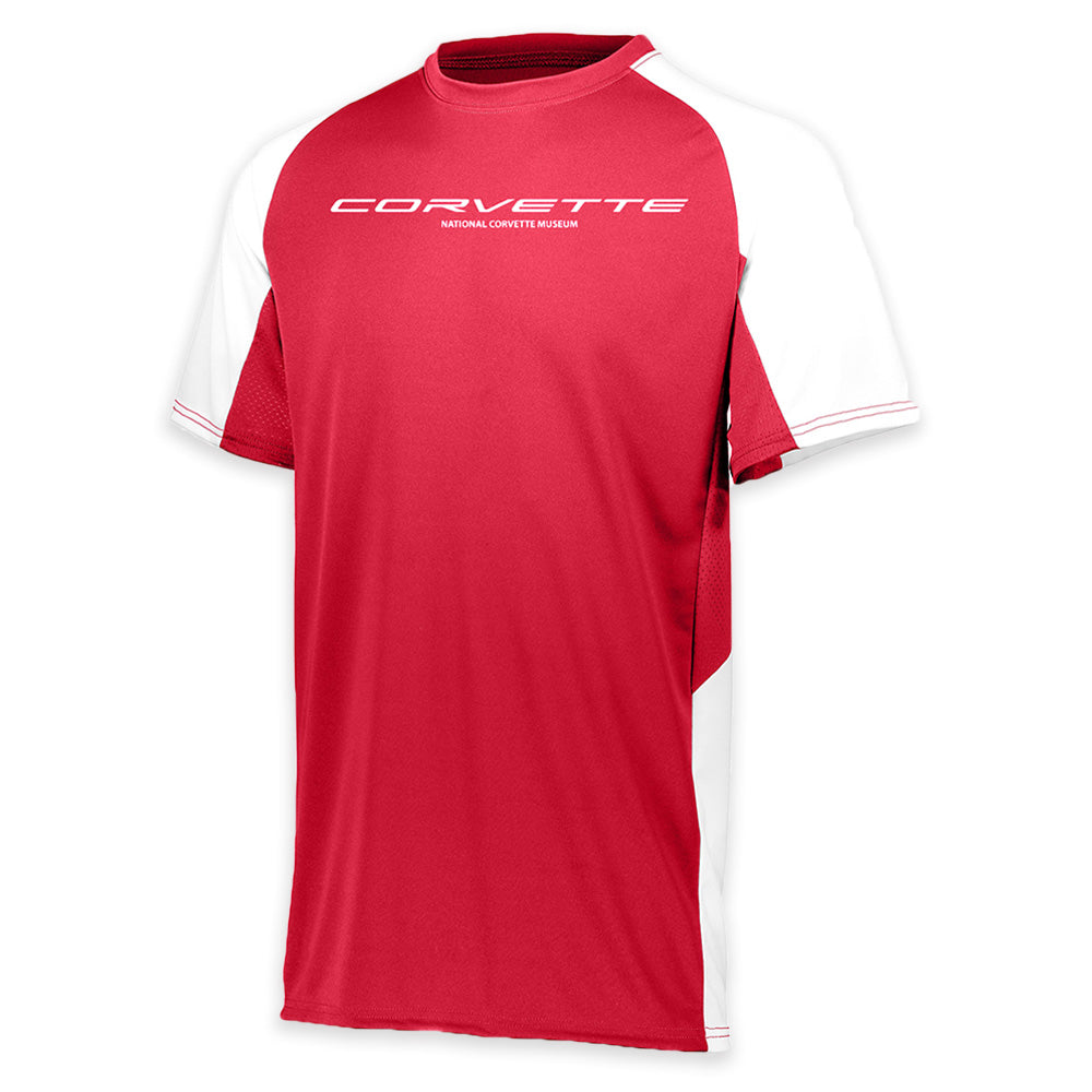 Corvette Mens Colorblock Red and White Jersey