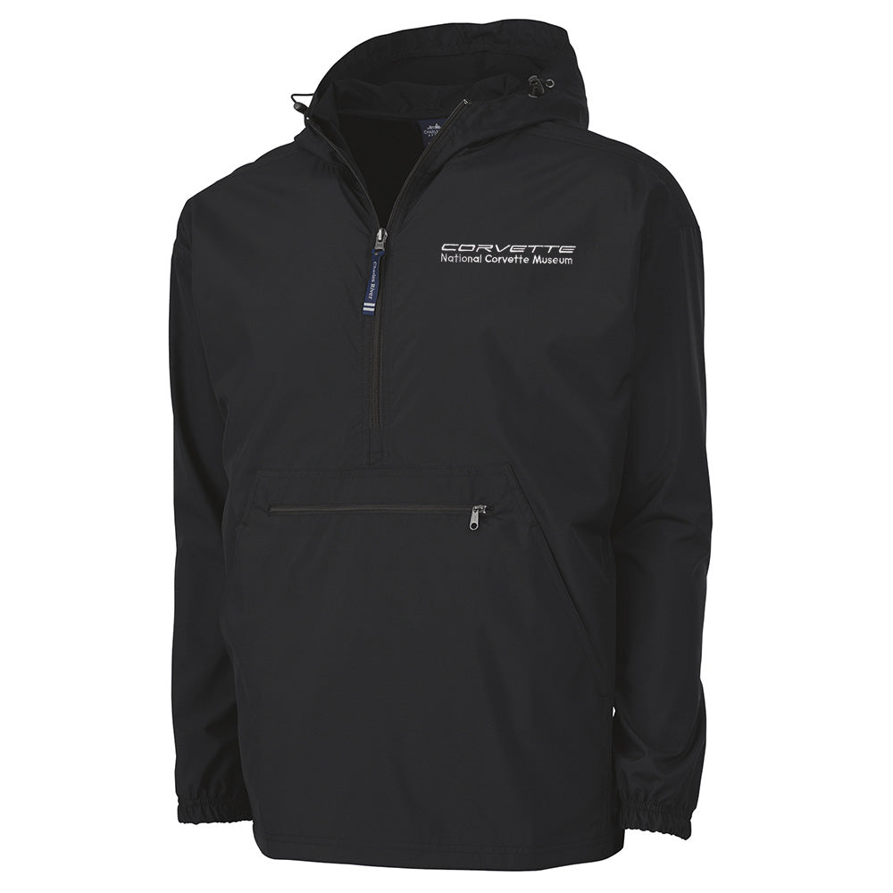 Corvette Pack and Go Unisex Black Pullover Windbreaker