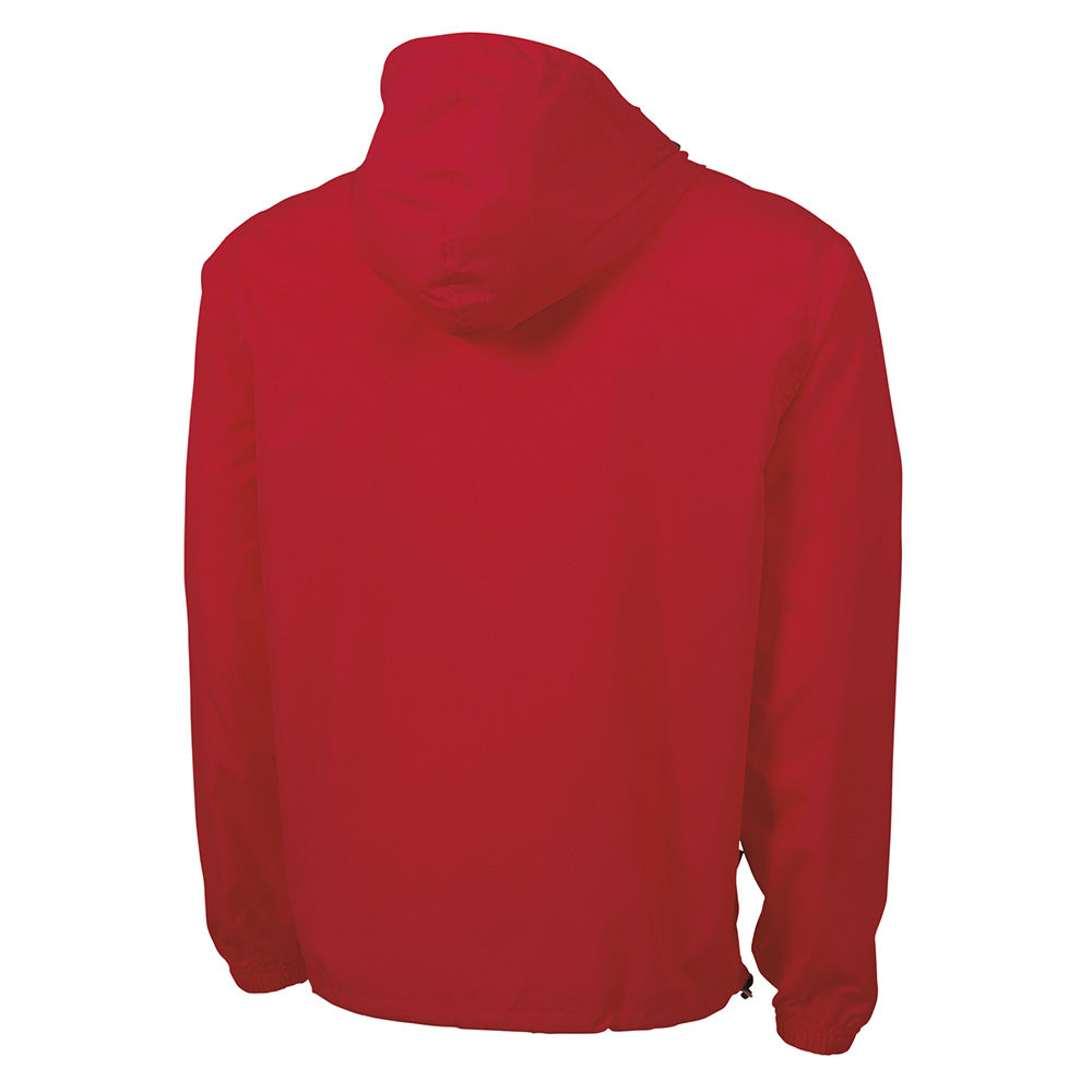 Back view of the Corvette Pack and Go Unisex Red Pullover Windbreaker