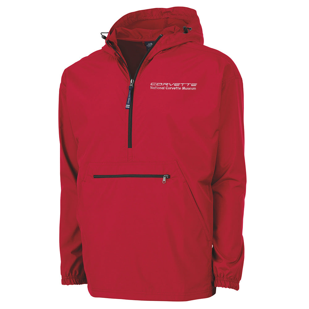 Corvette Pack and Go Unisex Red Pullover Windbreaker