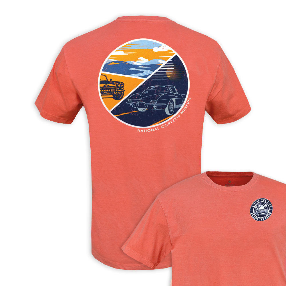 Corvette Retro Circle Coral T-shirt