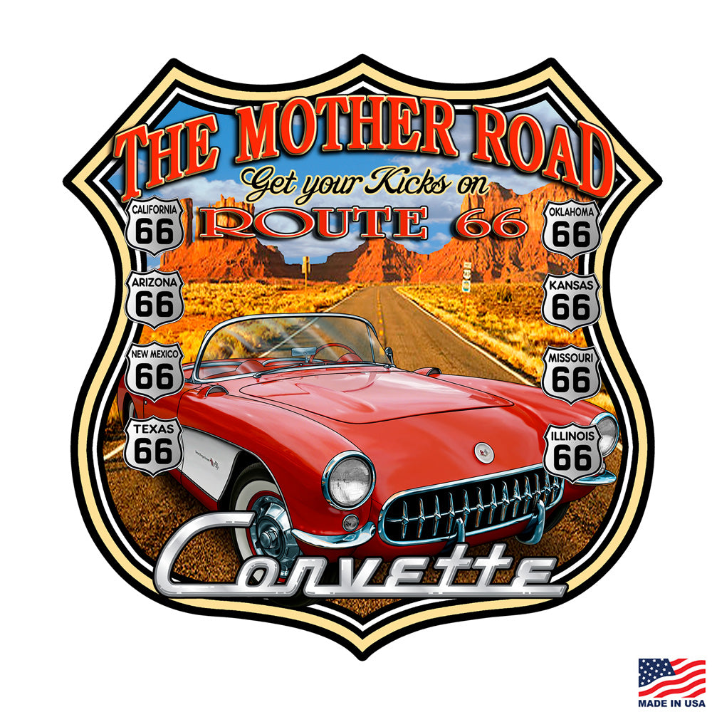 Corvette Route 66 Metal Sign
