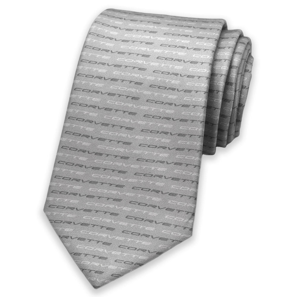 Corvette Tonal Light Gray Silk Tie