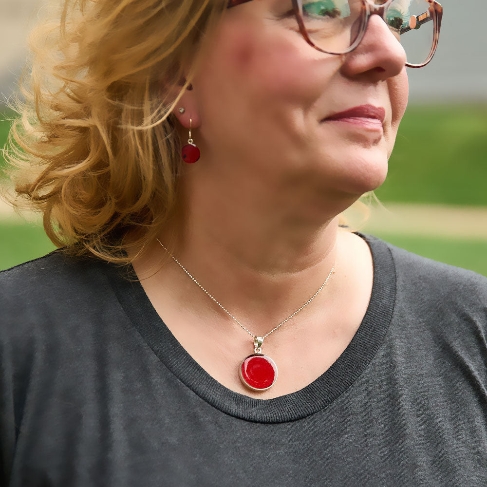 Crash Jewelry Torch Red 1" Circle Necklace