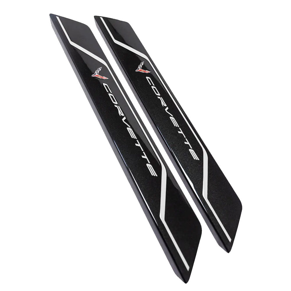 C8 Corvette Door Sill Plate Covers in Arctic White