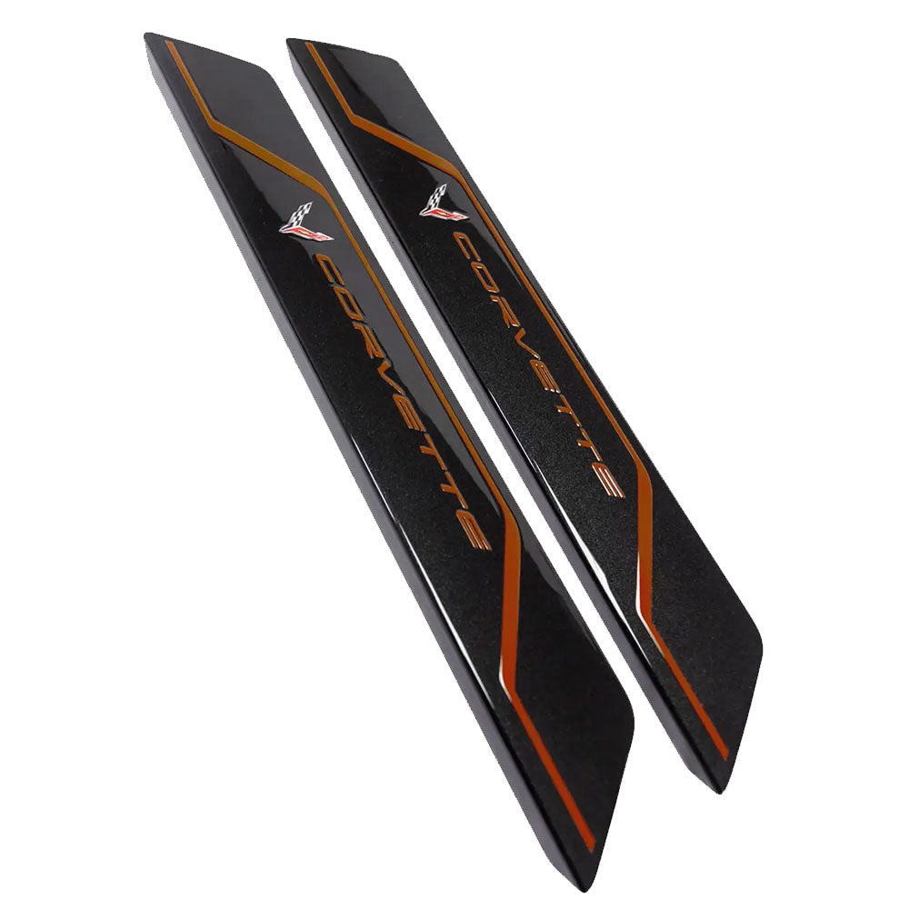 C8 Corvette Door Sill Plate Covers in Caffeine