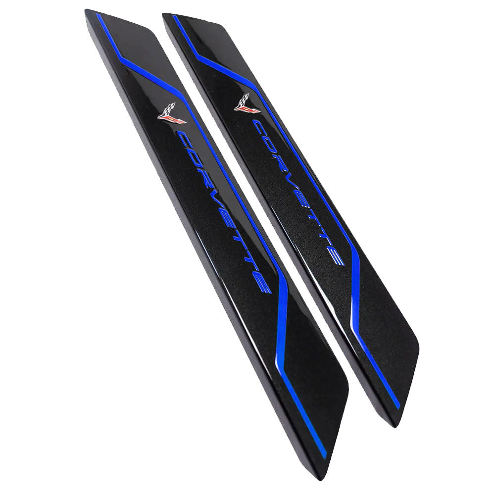 C8 Corvette Door Sill Plate Covers in Elkhart Lake Blue