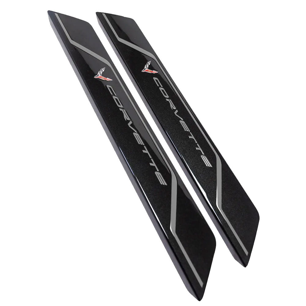 C8 Corvette Door Sill Plate Covers in Hypersonic Gray