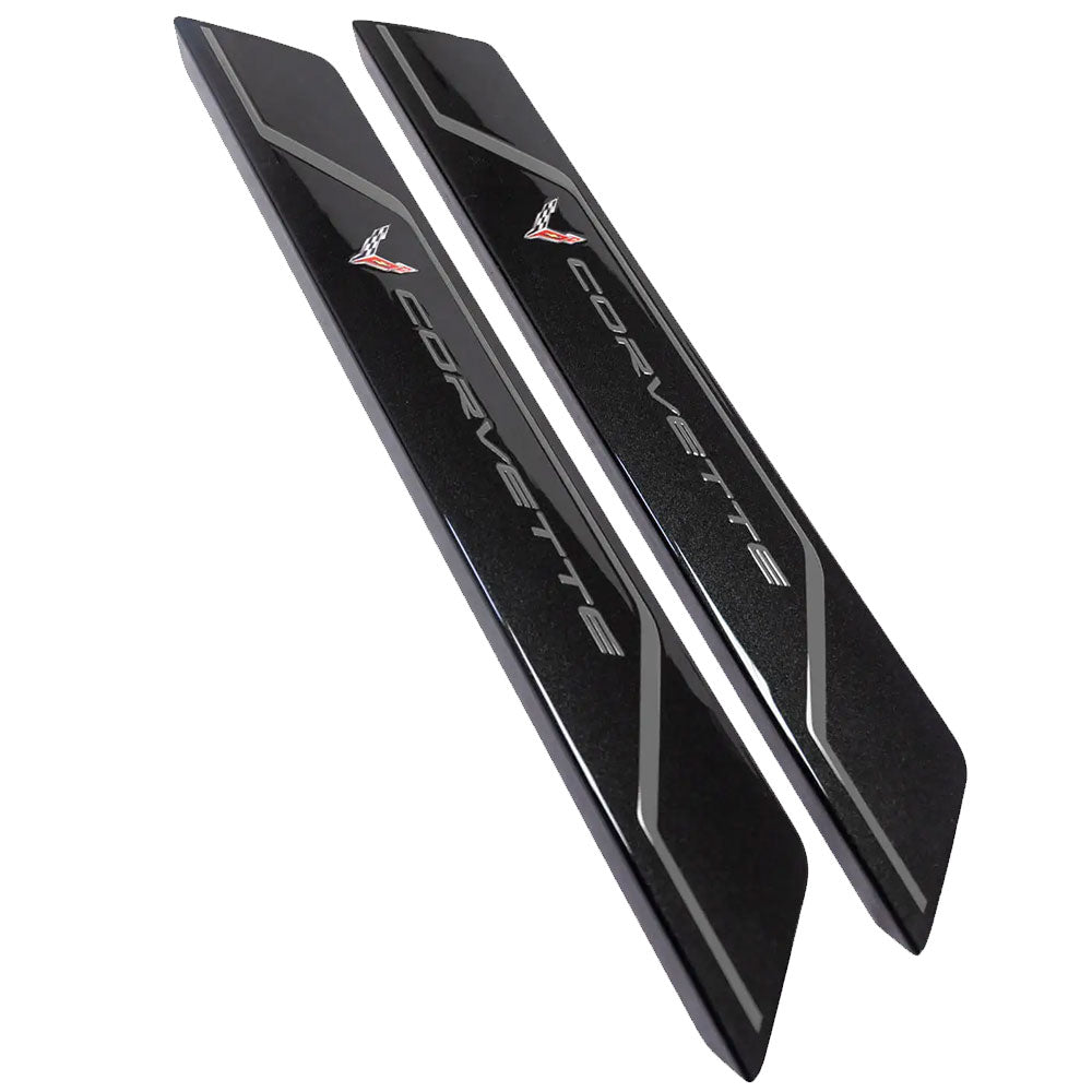 C8 Corvette Door Sill Plate Covers in Shadow Gray