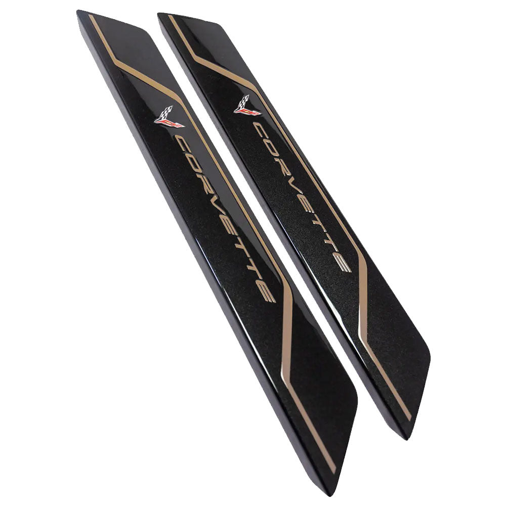 C8 Corvette Door Sill Plate Covers in Zeus Bronze