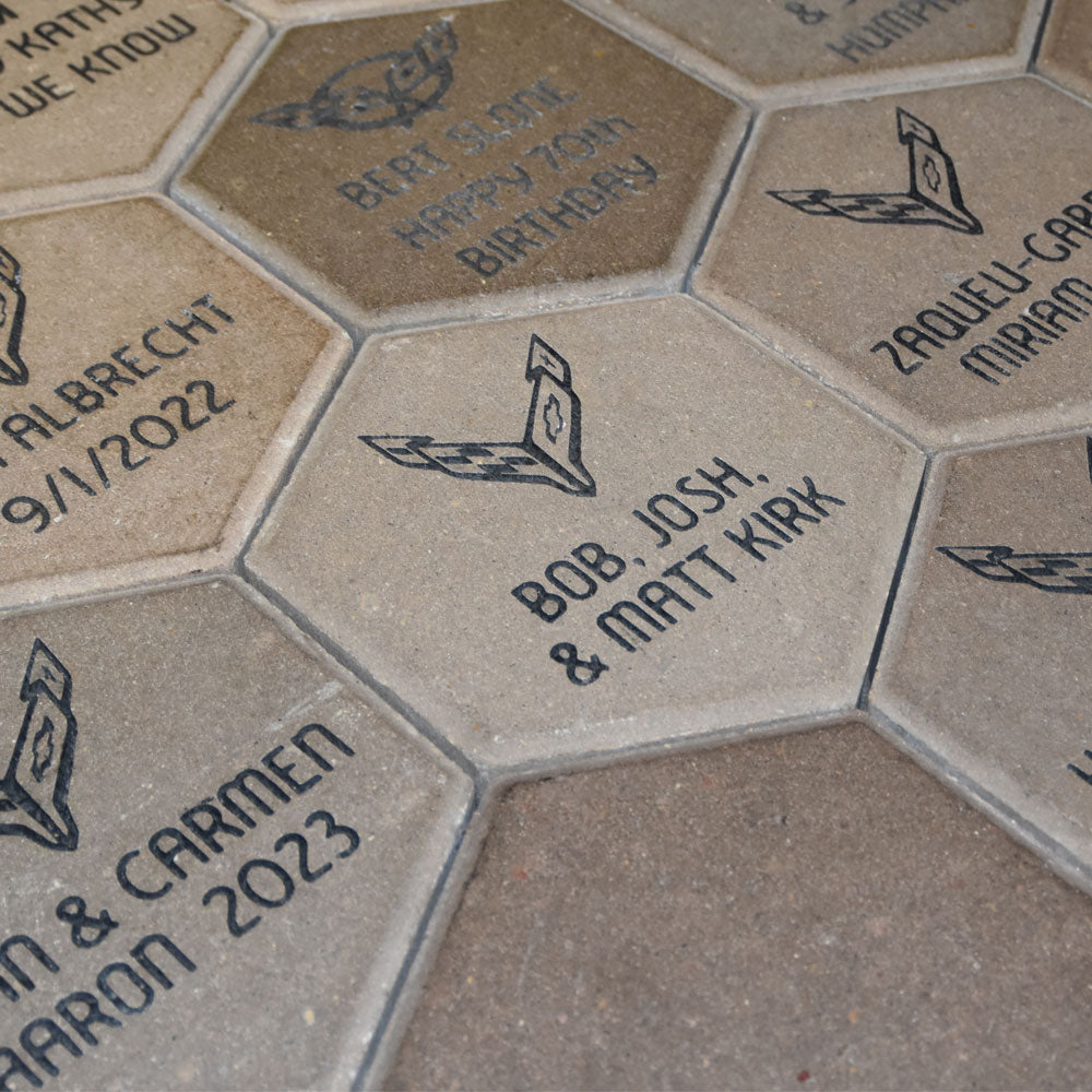 Engraved Hexagonal brick installed in the walkway