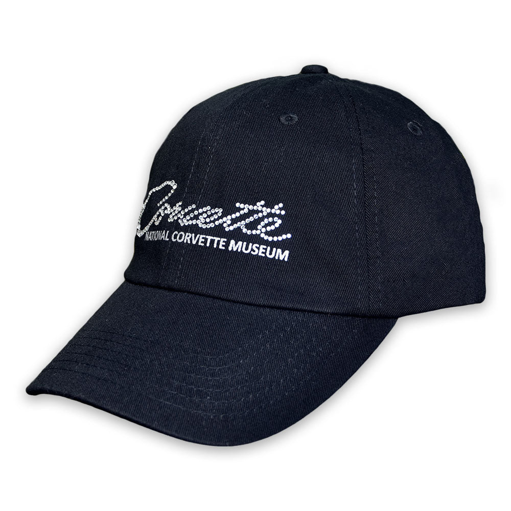 Corvette Rhinestone Script Black Cap