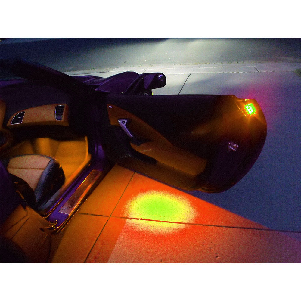 C7 Corvette Footwell and Door Handle Puddle LED Combo Kit in Orange