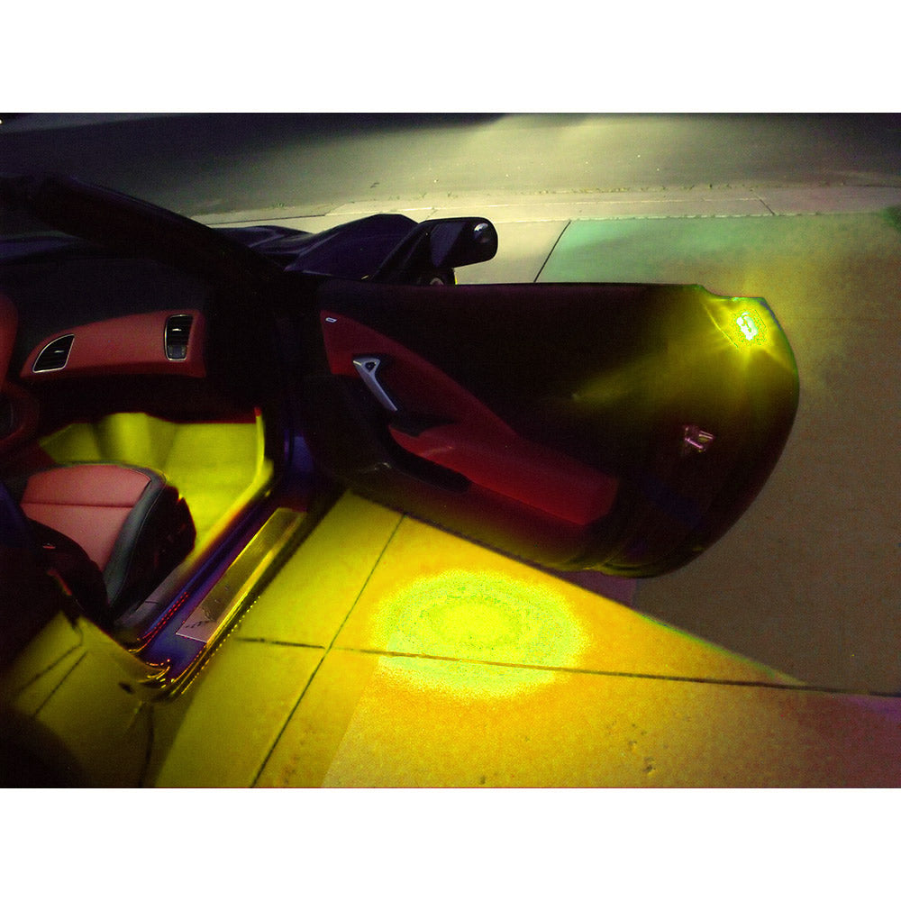 C7 Corvette Footwell and Door Handle Puddle LED Combo Kit in Yellow