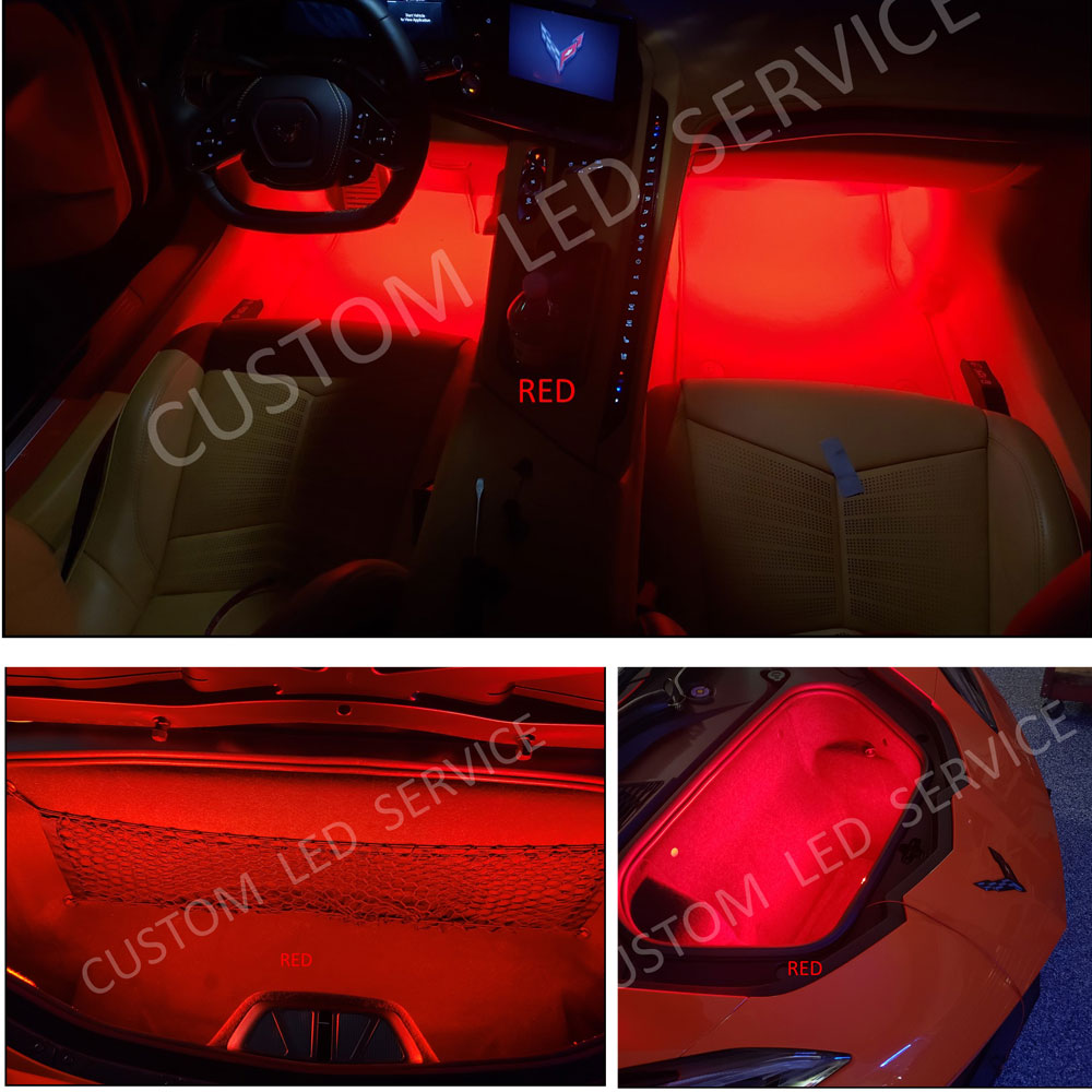 C8 Corvette Complete Interior LED Lighting Kit in Red