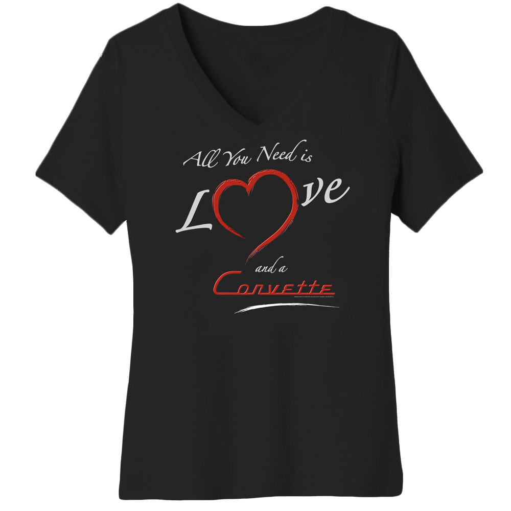 Love and a Corvette Ladies Black Tee