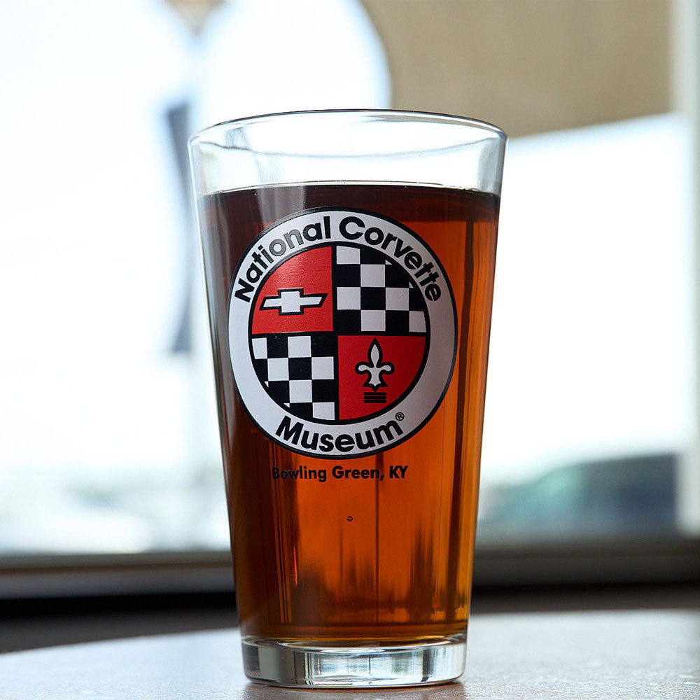 NCM Brewery Glass sitting on a table