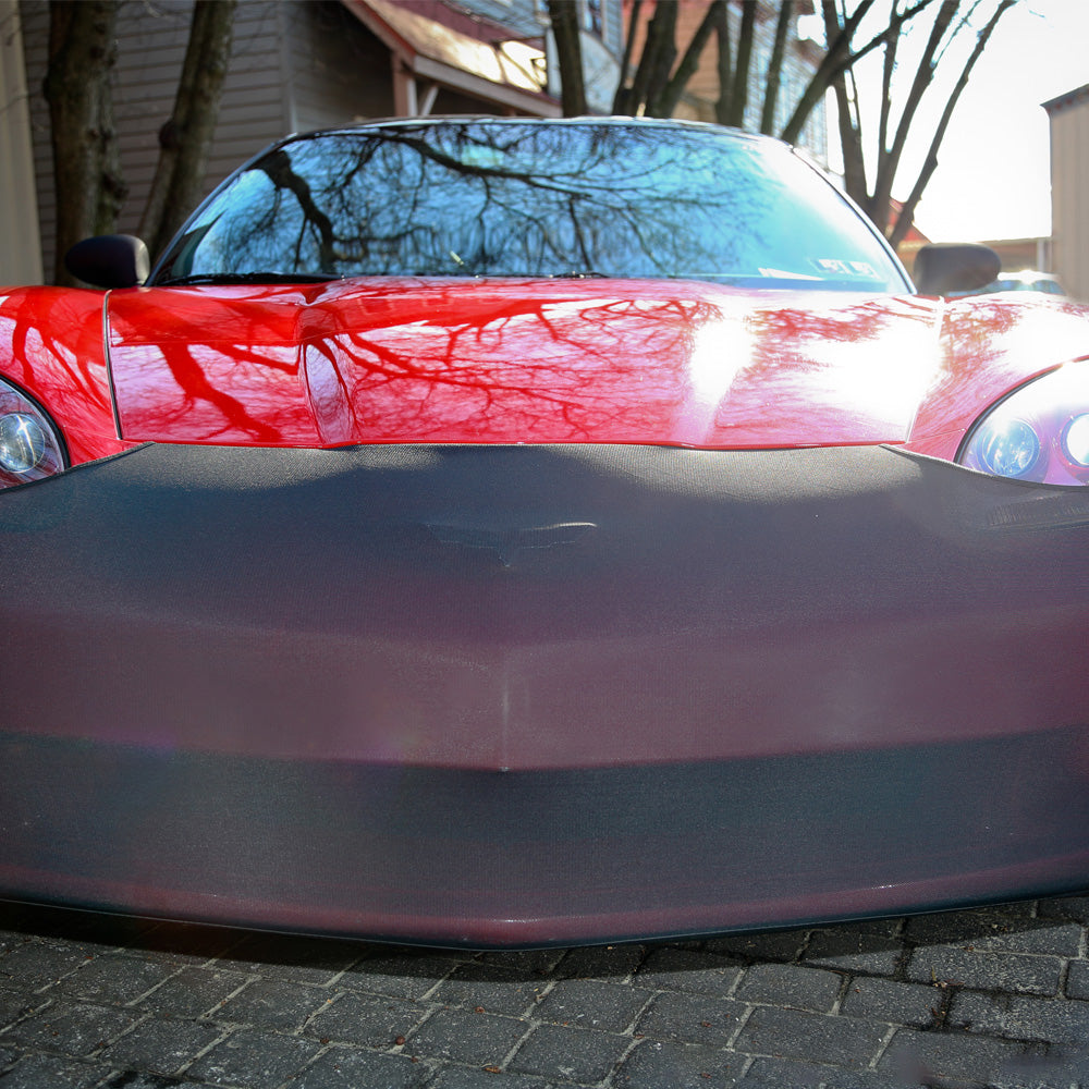A red C6 Corvette with the Novistretch C6 Corvette Front Bumper Mask installed