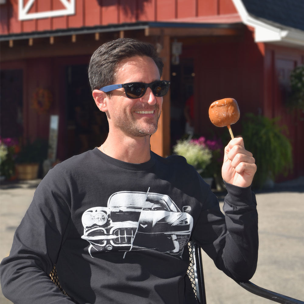 Man wearing the Old New Corvette Long Sleeve T-shirt