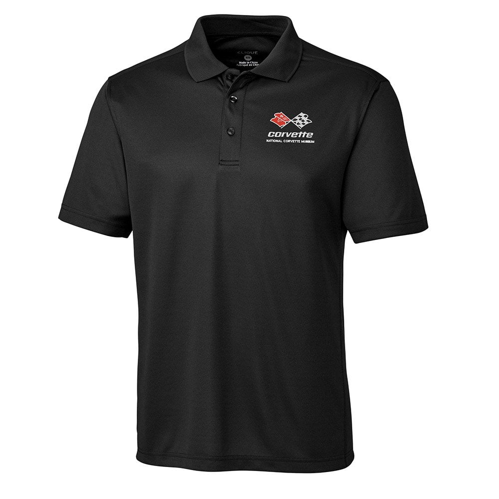 C3 Corvette Mens Ice Pique Black Polo