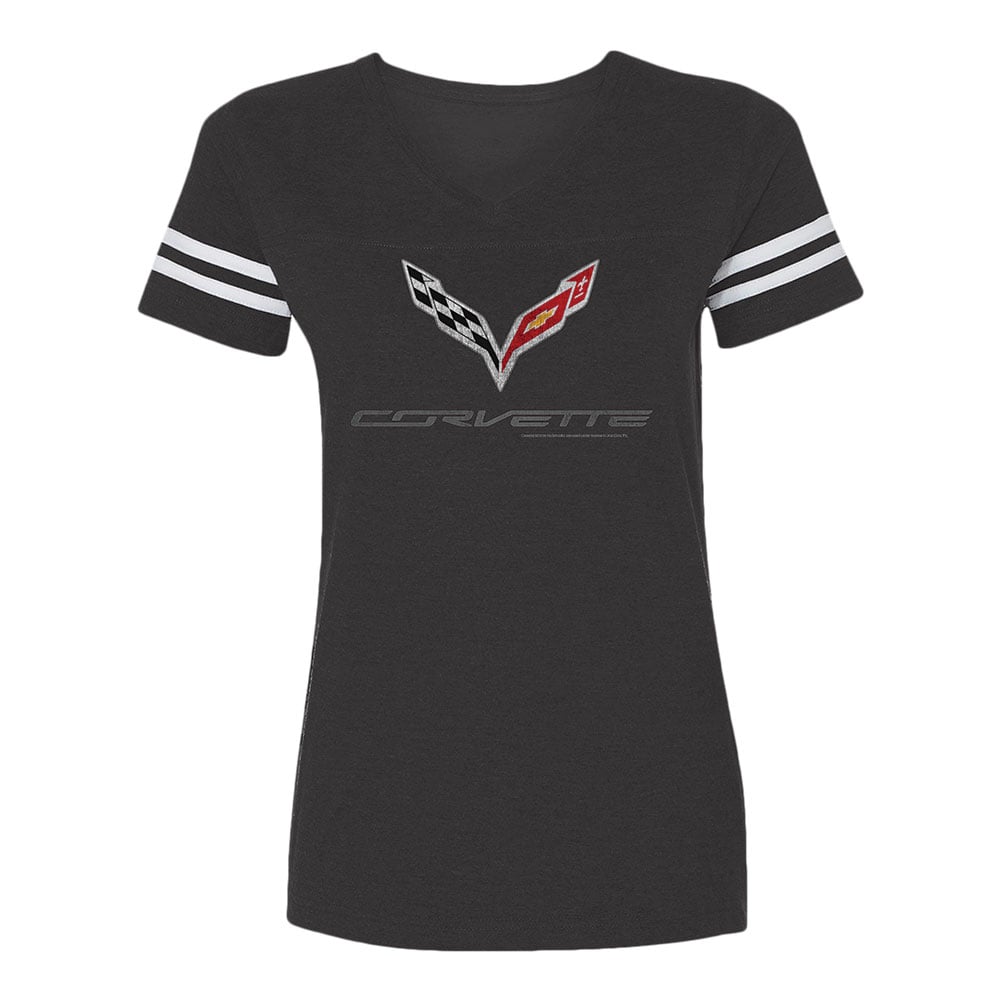 C7 Corvette Ladies Charcoal Football Top