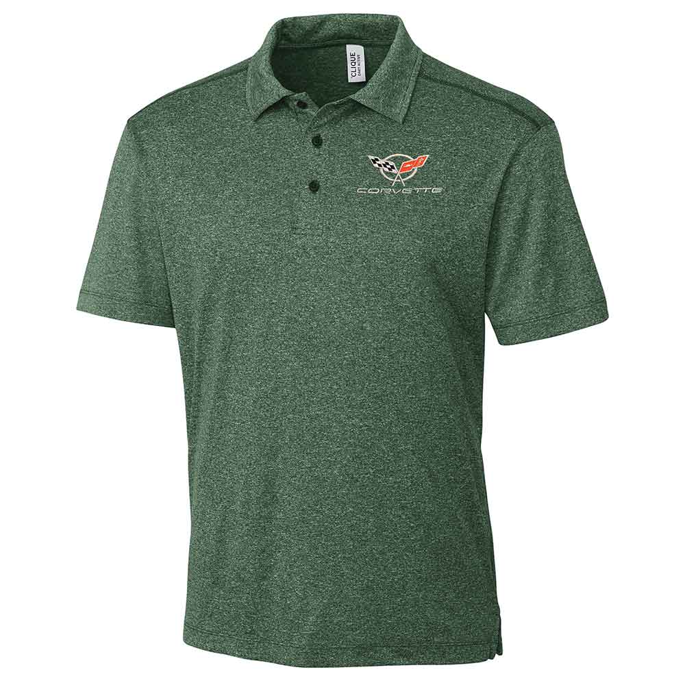 C5 Corvette Mens Charge Active Bottle Green Polo