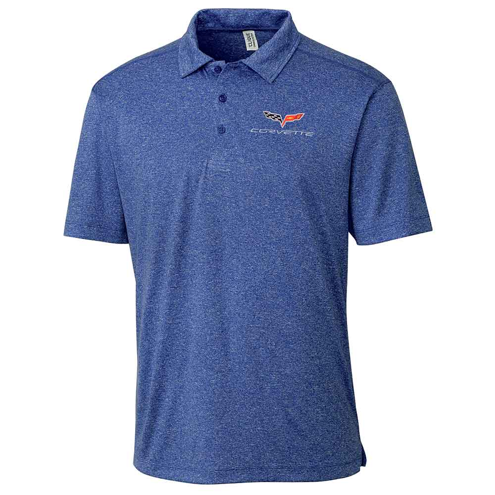 C6 Corvette Men's Charge Blue Heather Polo