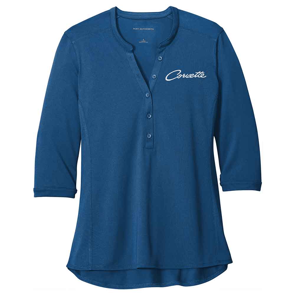 Corvette Ladies' Blue Henley Top