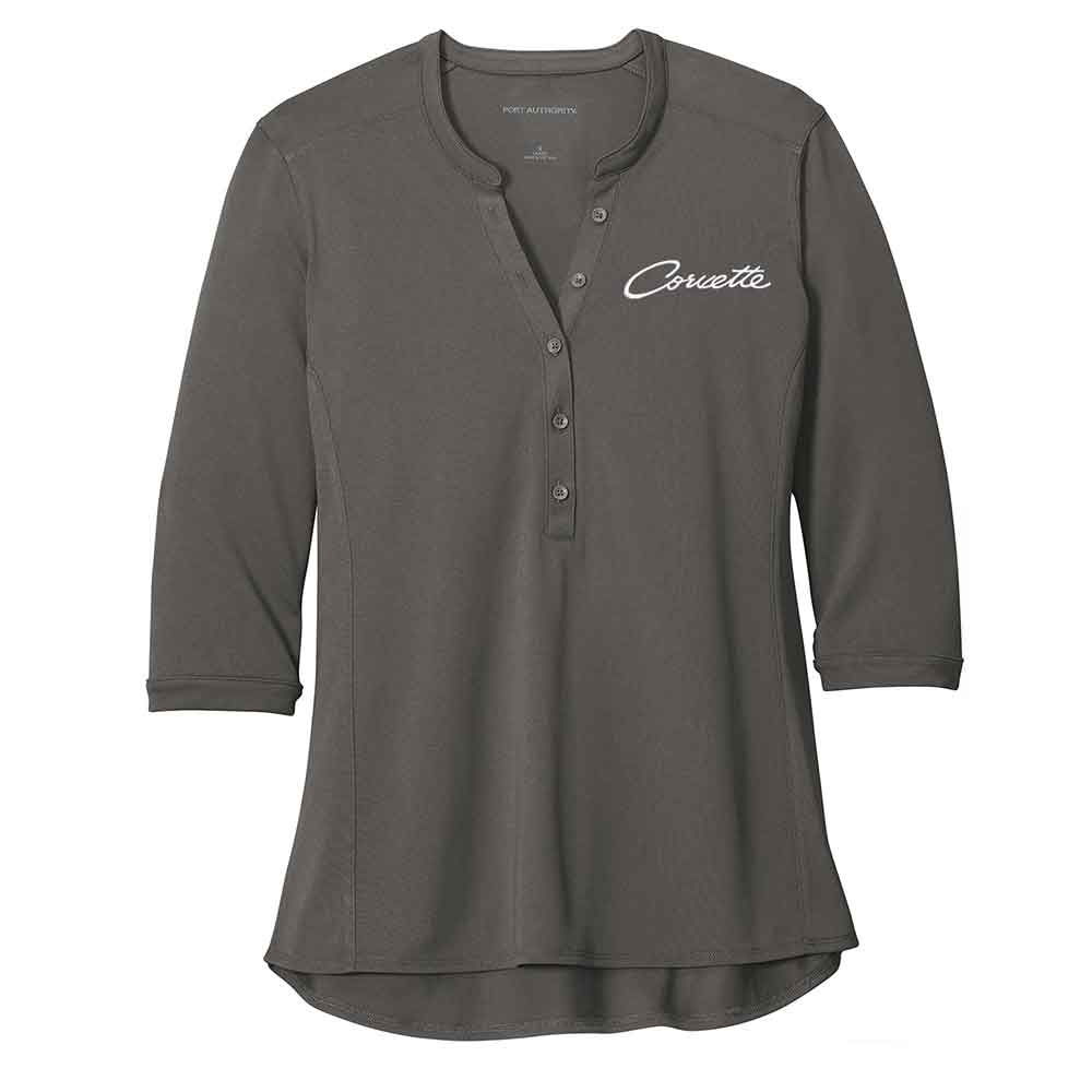 Corvette Ladies' Gray Henley Top