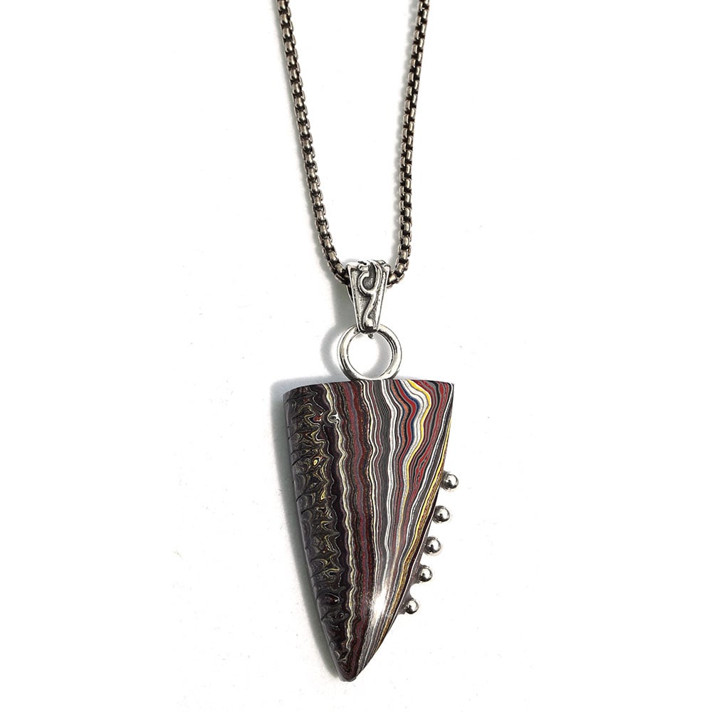 Automotive Paint Half Shield Pendant with Dots Necklace