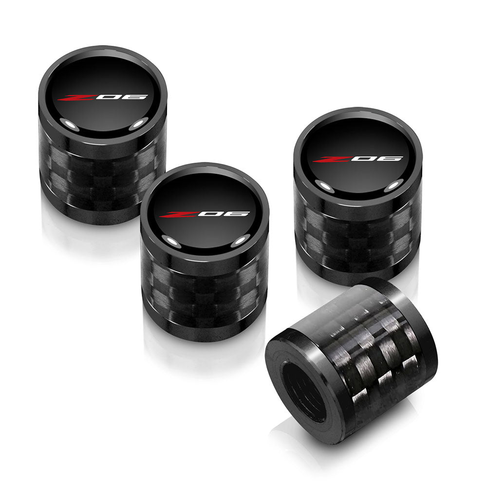 Z06 Corvette Black Emblem Carbon Fiber Tire Valve Stem Caps Set
