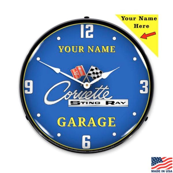 C2 Garage Personalized LED Lighted Clock