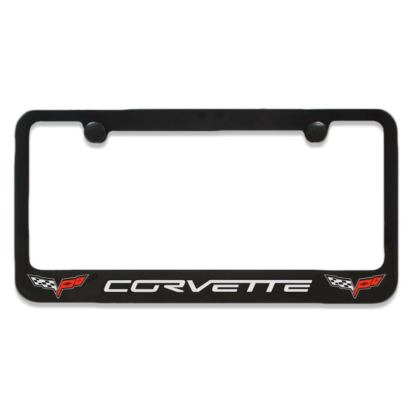 C6 Double Emblem Black License Plate Frame