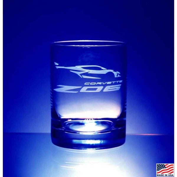 C8 Z06 Gesture Coupe Etched Short Beverage Glass