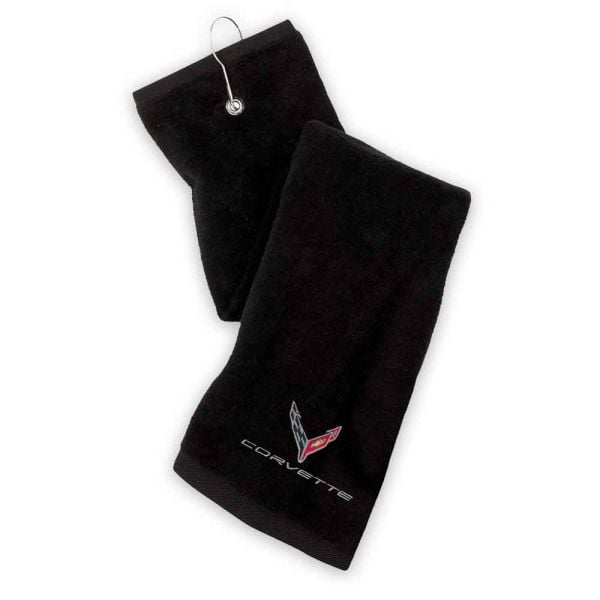 C8 Corvette Black Golf Towel