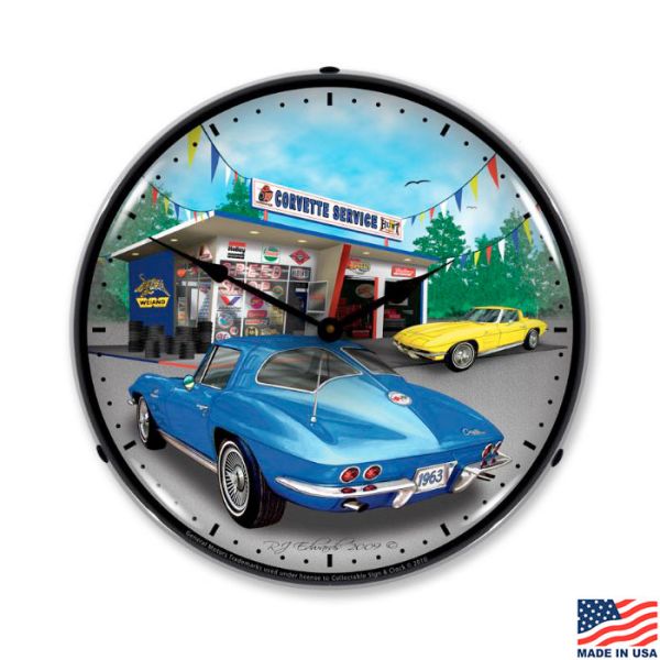 1963 Corvette Service LED Lighted Clock