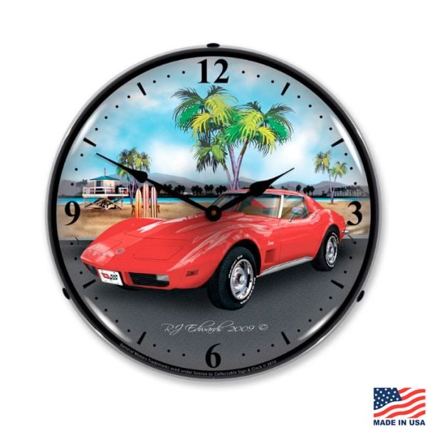 1973 Corvette Stingray LED Lighted Clock