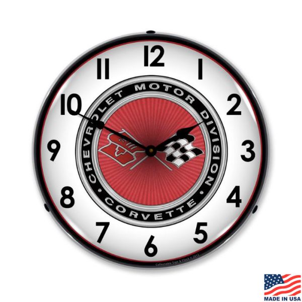 C3 Corvette Chevy Motor Division LED Lighted Clock