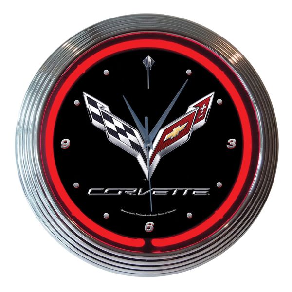 C7 Corvette Emblem Neon Clock