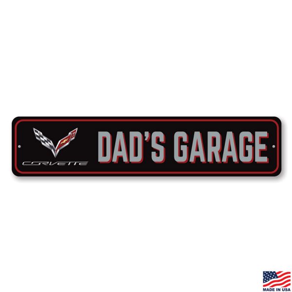 C7 Corvette Dads Garage Tin Sign