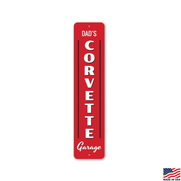Dads Corvette Garage Tin Sign