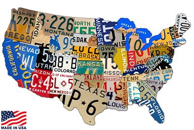 License Plate USA Tin Sign